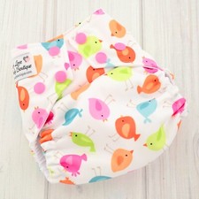 One Size Cloth Diaper Cover, Colorful Birds, Waterproof Baby Diaper AI2
