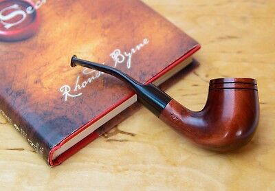 Sherlock Holmes Calabash Brown Wood Tobacco Pipe W// Filter and Wood Stand Set