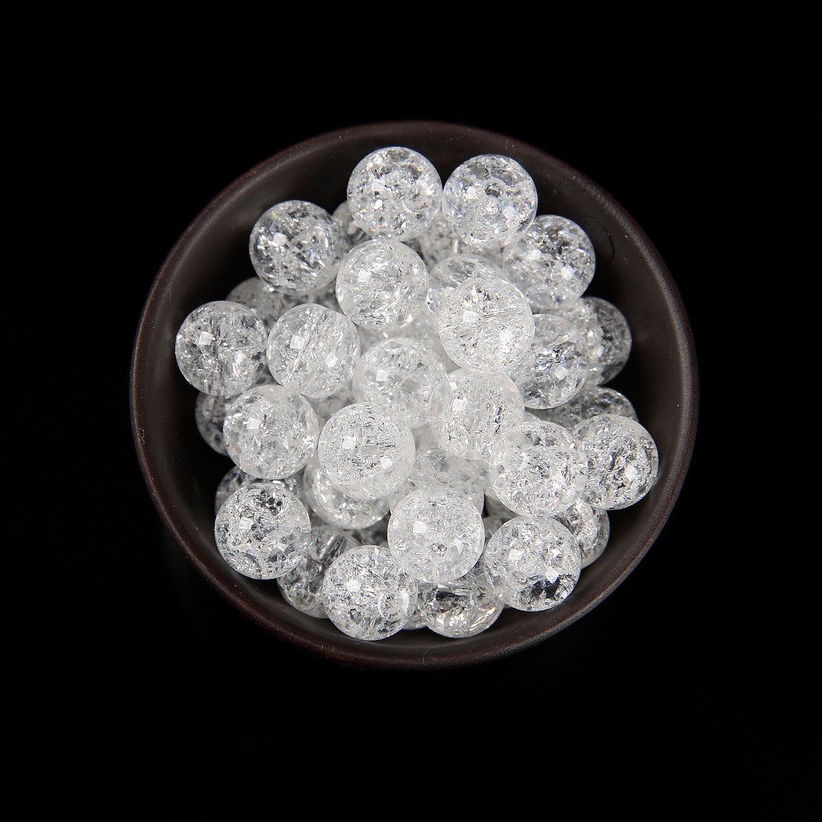 AB Coated Crackle Quartz Crystal Beads - Smooth Round 6mm, 8mm, 10mm, 15.5" Strand