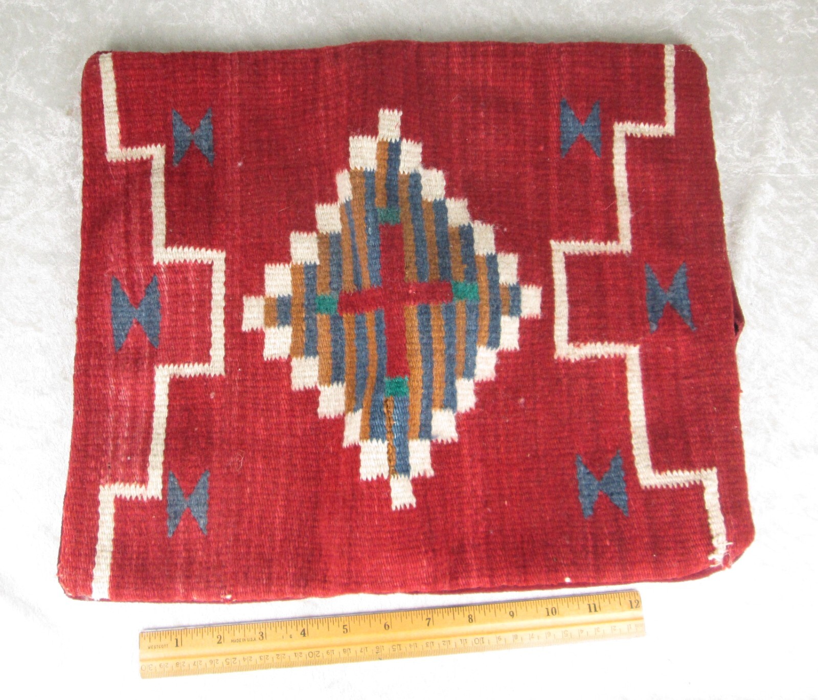 Southwestern Pillow Cover Native American Style Leather Back 14x16-1/2in Vintage