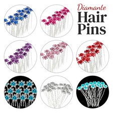 Crystal Rose Flower Rhinestone Diamante Hair Pins Wedding Bridal Prom Party Gift