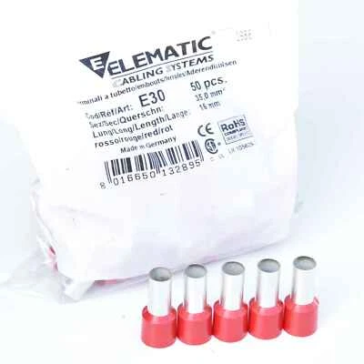 50x Elematic Aderendhülsen Isoliert einadrig 35mm² 16mm rot made in Germany - Bild 1 von 3