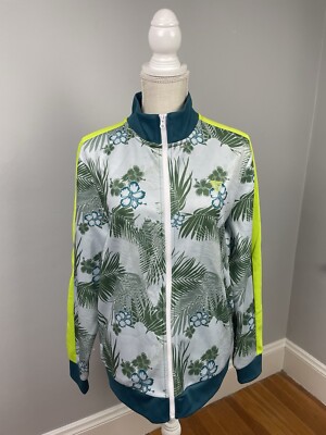 Guess Jacket Mens Small Full Zip Track Hibiscus Oasis Henri Tropical Athleisure