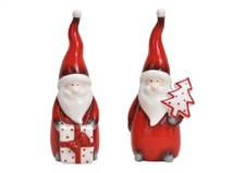 Nikolaus aus Keramik Rot 2-fach, (B/H/T) 5x12x4cm Weihnachtsmann