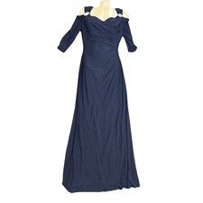 R M Richards Women's Cold-Shoulder Dress Size 12 Navy Blue NWT Retails 99