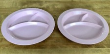 Set of 2 POTTERY BARN KIDS Divided Plates, Heavy Melamine, 3 Sections, Pale Pink
