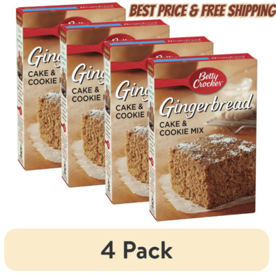 (4 Pack) Betty Crocker Gingerbread Cake and Cookie Mix, 14.5 Oz Protein 2g