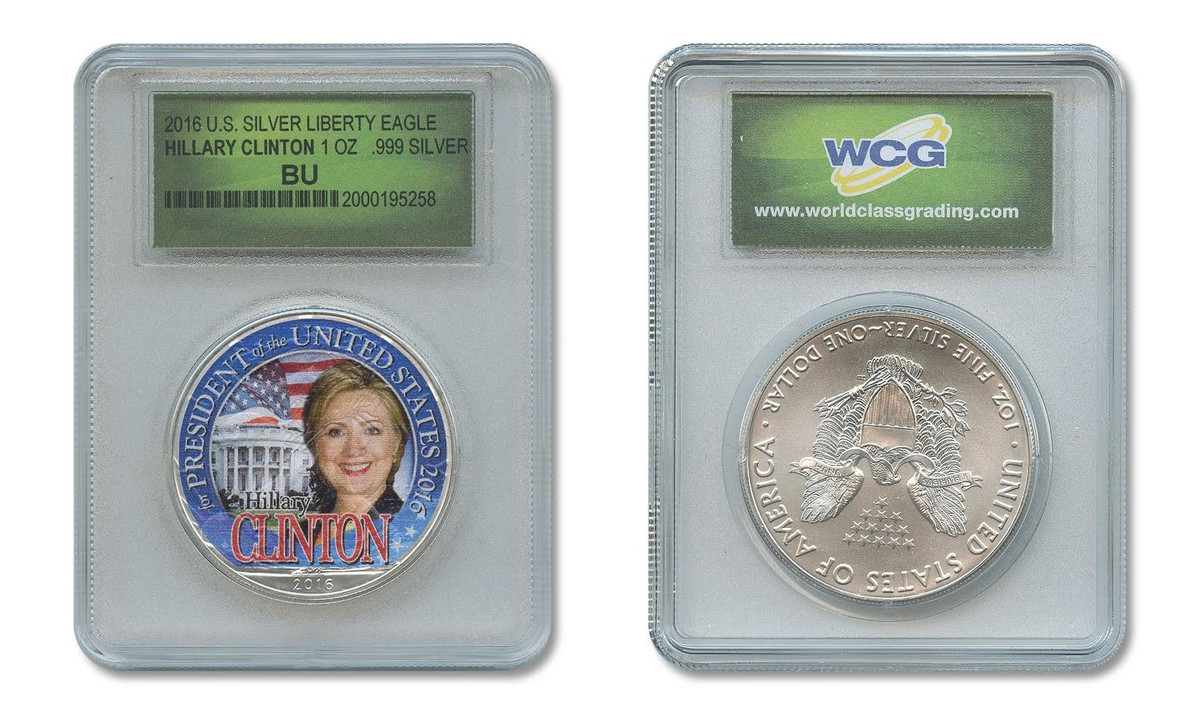 HILLARY CLINTON For President Year 1 OZ SILVER AMERICAN EAGLE Coin