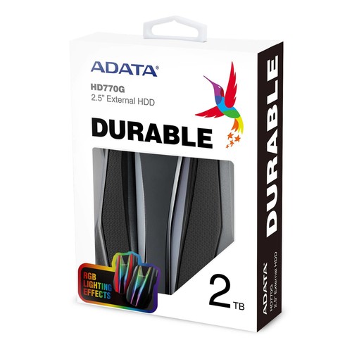 2TB AData HD770G 2.5-inch USB3.2 External HDD With RGB Lighting - Black Edition - 第 5/5 張圖片