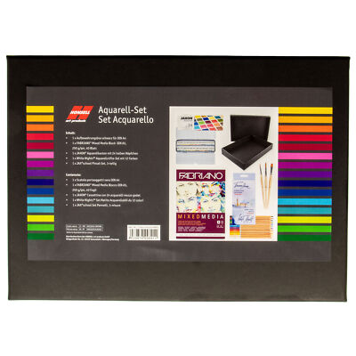 Aquarell Set Acquarello Honsell- Fabriano Block - 24 halbe Näpfchen - 12 Aquarel