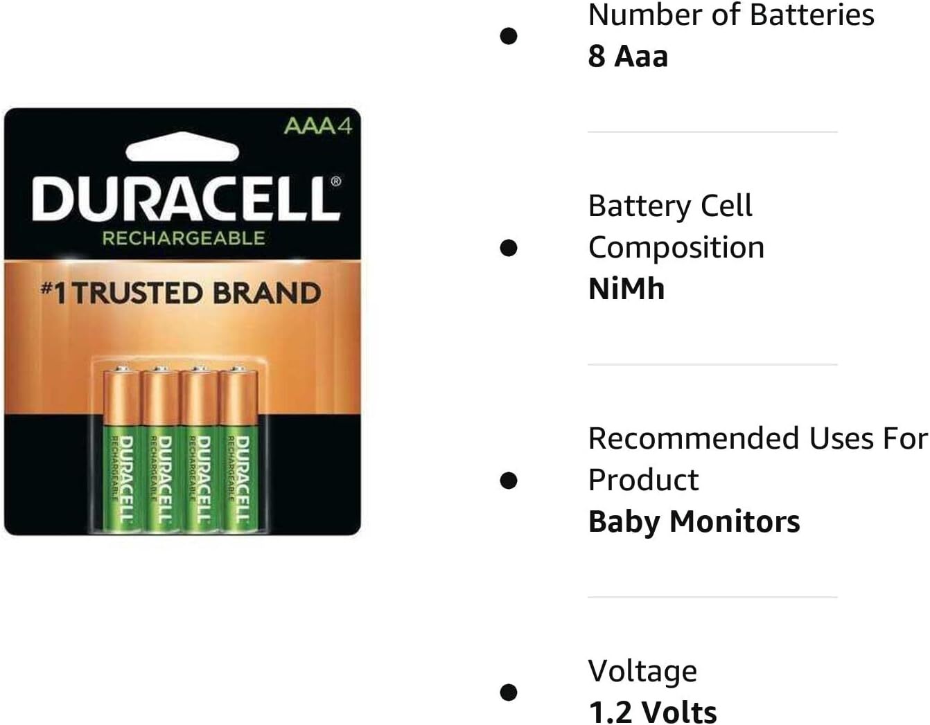 Duracell Precharged Recharg. Battery,AAA (Pack of 2) eBay