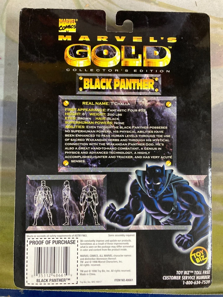 Nuevo Toy Biz Marvel's Gold 1998 Edición Coleccionista Pantera Negra Edición Coleccionista Foto 2 de 2