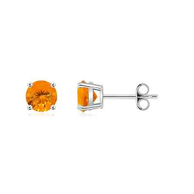 ANGARA Natural Fire Opal Stud Earrings in Sterling Silver for Women (5mm)