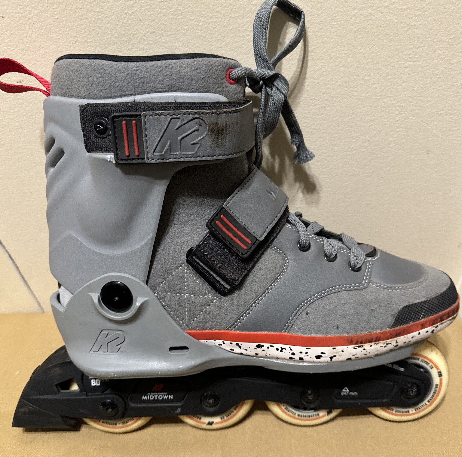 K2 Midtown Inline Skates Size 12.5 US Gray Freestyle Rollerblades 80mm