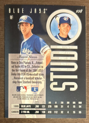 1996 Donruss Leaf Studio Shawn Green Baseball Card #108 Blue Jays