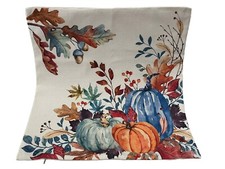 Colorful Pumpkin Fall Leaves Linen Throw Pillow Cover Holiday Home Decor 18  
