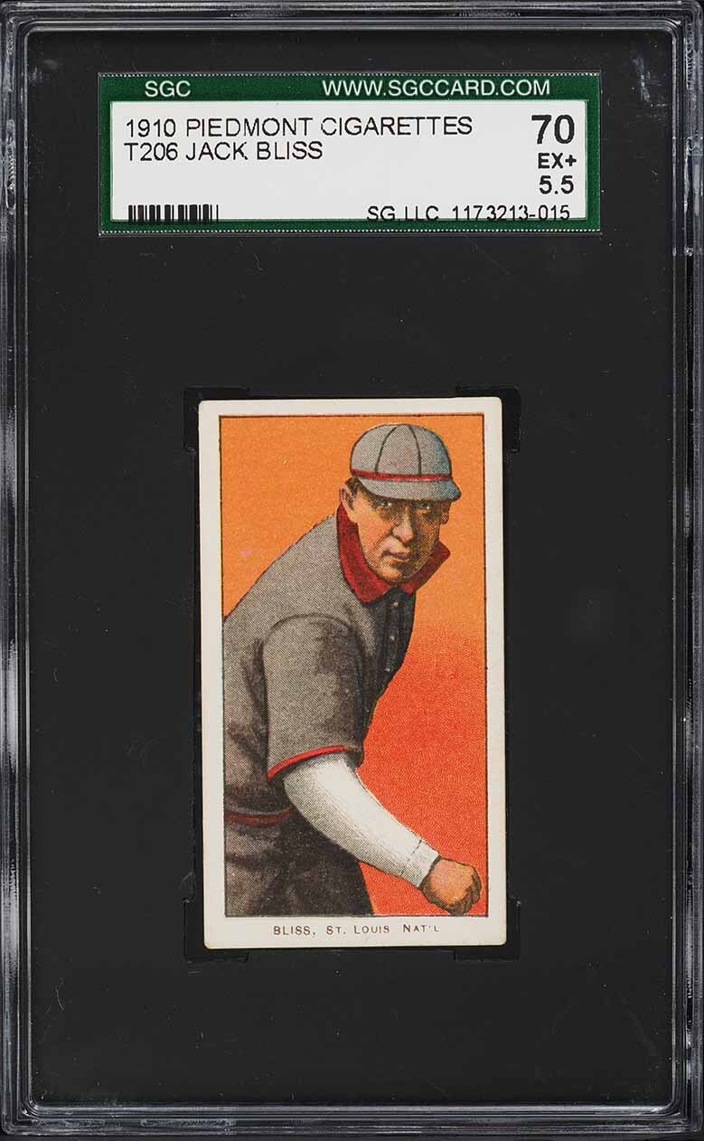 1909-11 T206 Jack Bliss Cardinals PIEDMONT 350/25 SGC 5.5 EX+