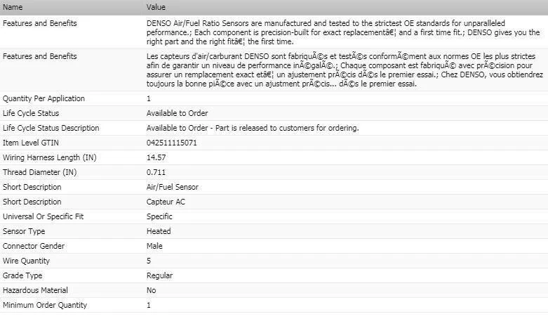 Denso Upstream Air/Fuel Ratio Sensor for 2004-2006 INFINITI QX56 5.6L — 第 2/4 张图片