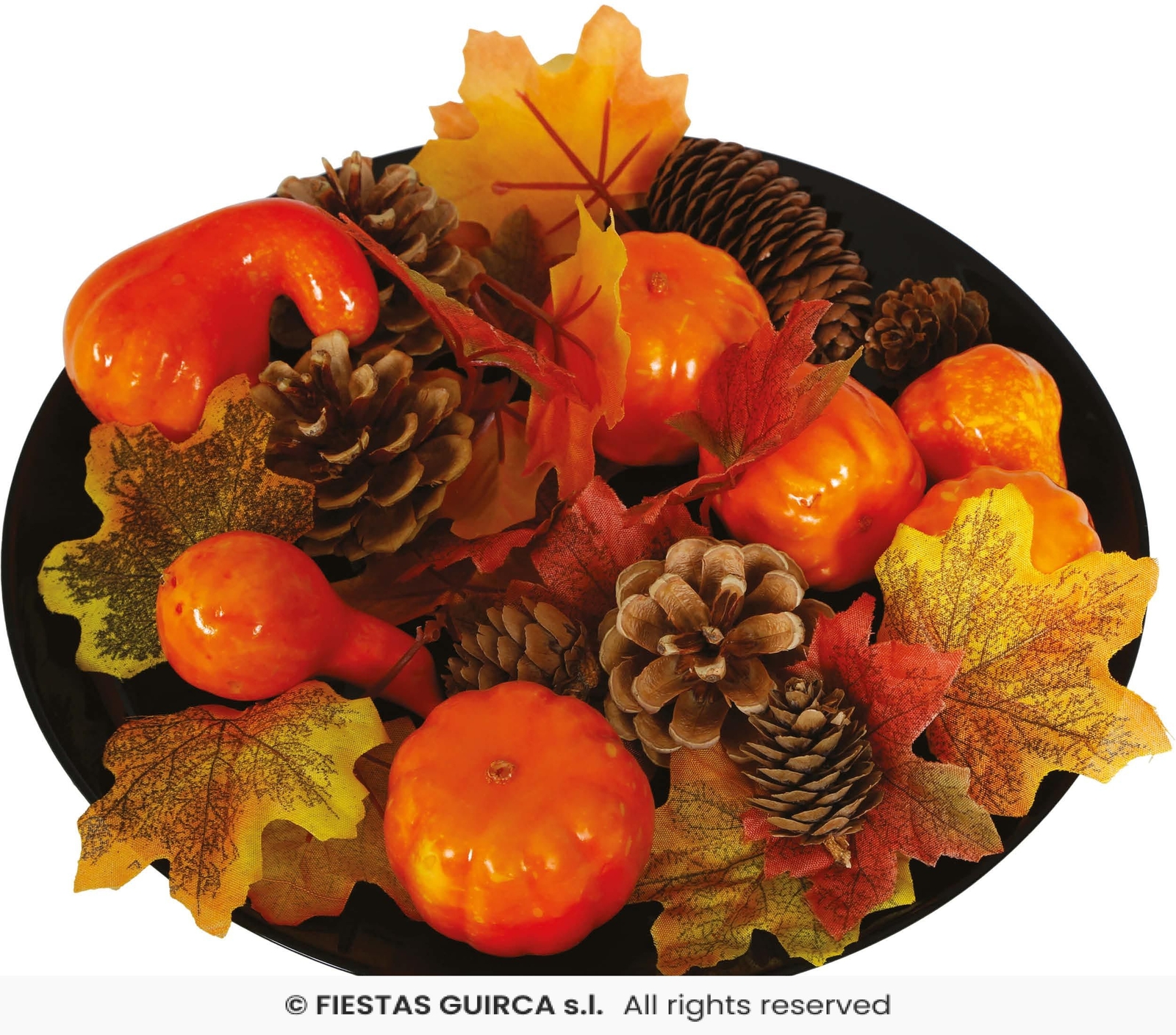 SET HALLOWEEN CON FOGLIE ZUCCHE PIGNE