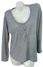 Victoria's Secret Scoop Neck Long Sleeve Mottled Gray Sleep Shirt Size M