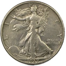 1937-P Philadelphia Walking Liberty Silver Half 50c XF+
