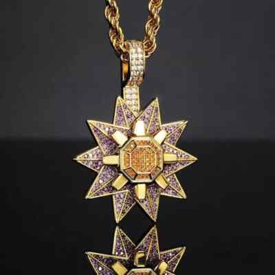 2 Carat Multi Color Star Me Round Diamond Pendant Charm 14k Yellow Gold Finish