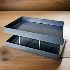 Vtg Knoll Smokador Double Letter Paper Tray Desk Organizer Steel Metal Gray