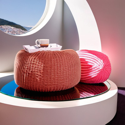 Knitting Pouf Pattern PDF - Stylish DIY Home Decor Ottoman Cover Tutorial