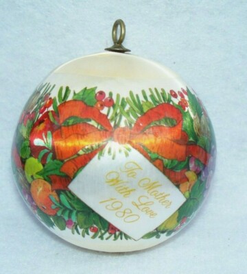 * vintage ornament ୨୧ * ホワイト シープ mama VINTAGE 1980 TO MOTHER WITH LOVE WHITE SATIN SILK CHRISTMAS