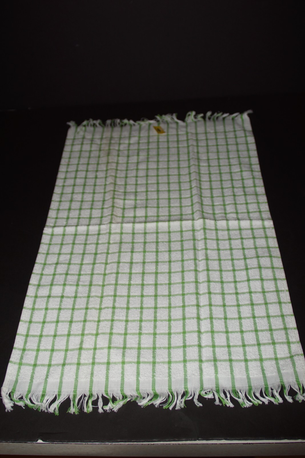 NOS Lot of 5 Retro CANNON COTTON Terry KITCHEN TOWELS NEW Green & White Checked