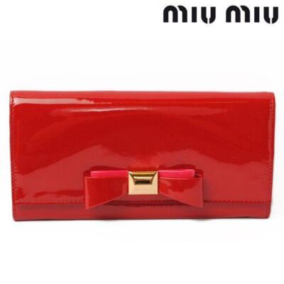 Miu Miu Long Wallet VERNICE FIOCCO Patent ROSSO Red W19×H10