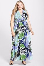Vince Camuto Print Surplice Maxi Dress (Plus Size) (size 18W)