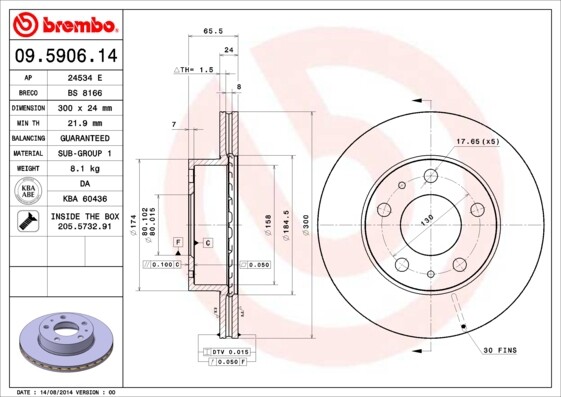 Brembo Bremsscheiben InnenbelüFtet Vorne Rechts Links FüR Fiat Ducato Citroen-image