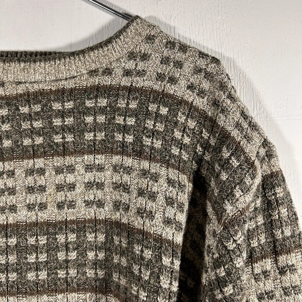 Suéter Pullover Vintage Bill Blass Para Hombre Patrón Geométrico Tejido 3D (Grande) Foto 4 de 4