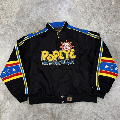 Vintage Popeye Jacket Mens Small JH Design NASCAR Racing Deadstock Y2K