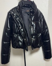 Ambiance Women's M Black Quilted Puffer Jacket Full Zip Pockets Short Long