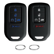 QBUC 2Pcs Honda Key Fob Cover 5 Buttons Black Blue