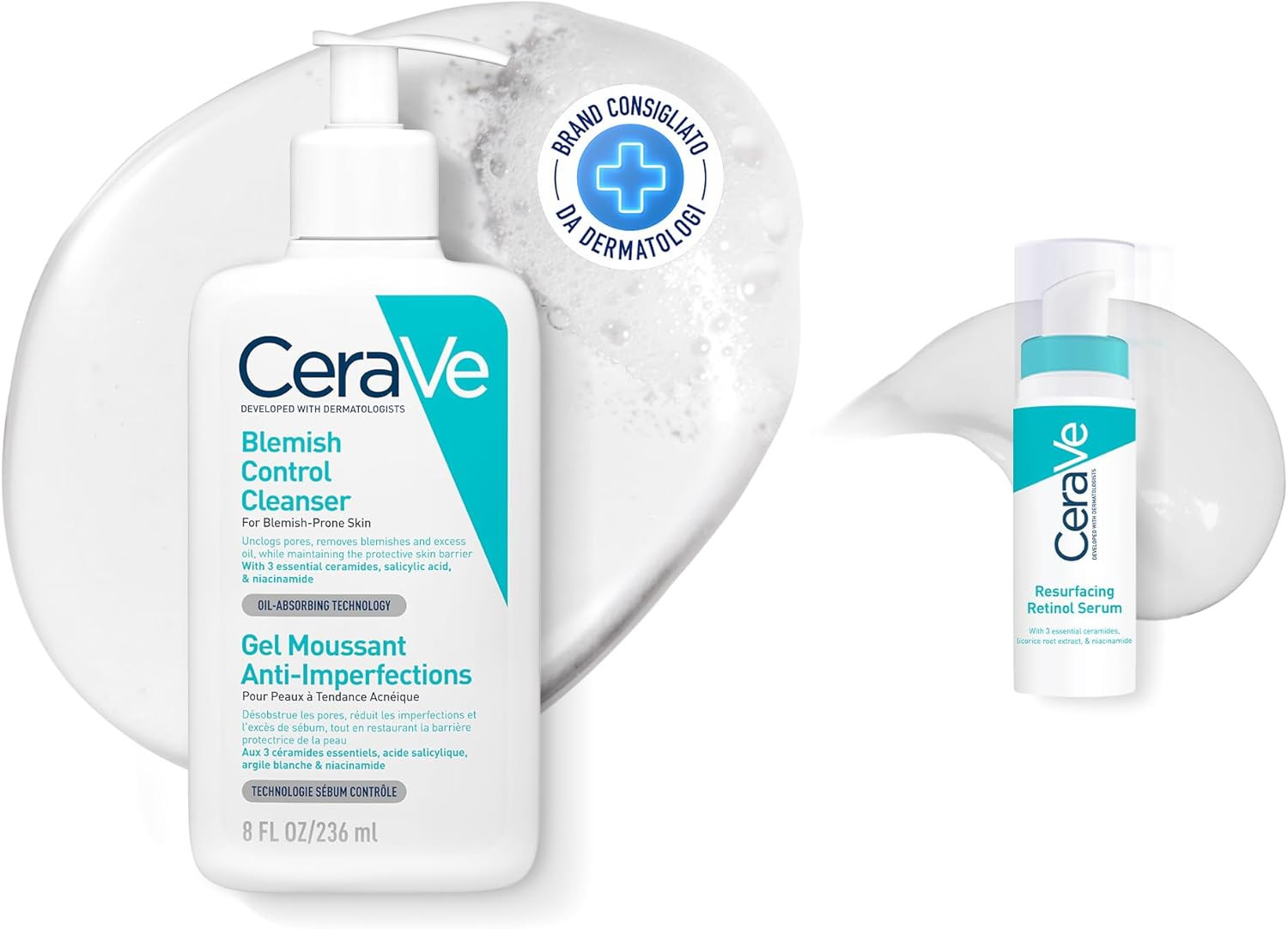 CeraVe Blemish Control Kit | Detergente e Siero Retinolo Anti-Segni