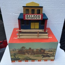 Vintage Hausser Elastolin Western Saloon Wood Building 1950s with Box