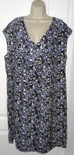 BNWT EVANS Black Blue Floral Print V-Neck Pockets Shift Dress Plus Size 22