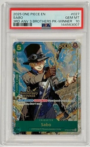 2025 One Piece Sabo 3rd Anniversary Winner OP09-027 PSA 10 Gem Mint English