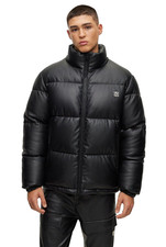 HUGO BOSS Padded Puffer Black Jacket Logo Water Repellent Regular Fit - Size M