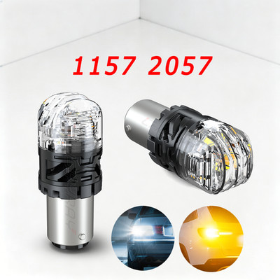2X Dual Color White/Amber 1157 LED DRL Switchback Turn Signal Parking Light Bulb