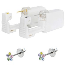 CHUANCI Pair Disposable Sterile Ear Piercing Unit 661,Silver Flower
