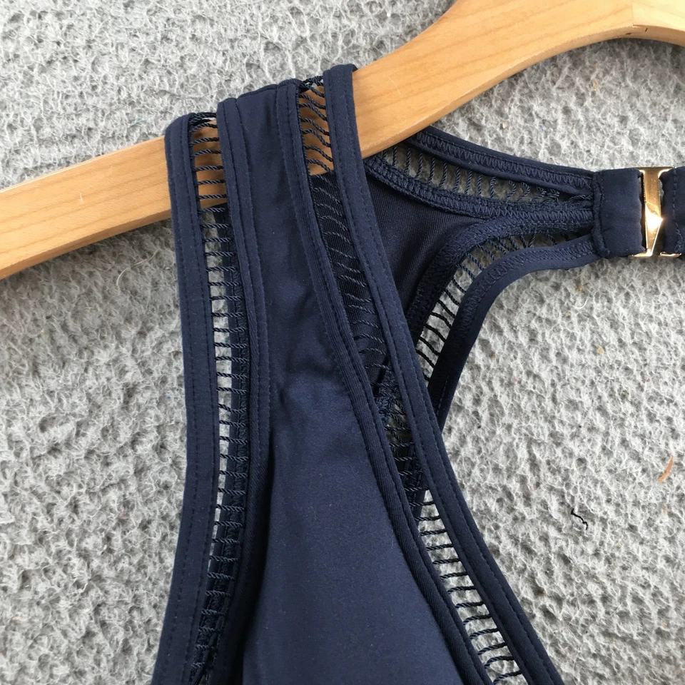 Maiô Michael Kors Feminino 12 Azul Marinho Decote V Acabamento em Malha Uma Peça Fecho Traseiro NOVO - Imagem 3 de 4