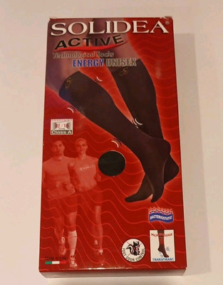 SOLIDEA Active Knee High Graduated Energy Uni Sex Massage Socks Sz M Blk 