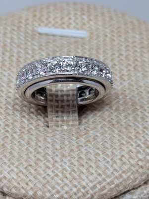 925 Sterling Silber Spinner Fidget Ring Größe 5 cz Pavé Band signiert STS Karis
