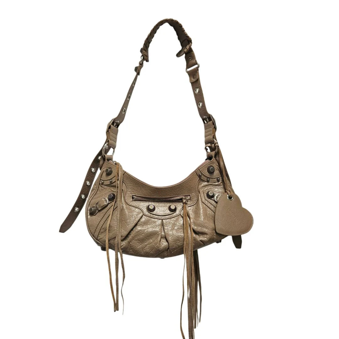 Balenciaga Le Cagole Small Shoulder Bag Light Brown Leather w/ Dust Bag