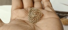 Vintage Floral Filigree Gold Statement Ring, brass Band Ring, Mandala Flower Co