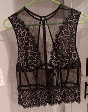 Victoria's Secret Dream Angels black lace corset bra top Size Large